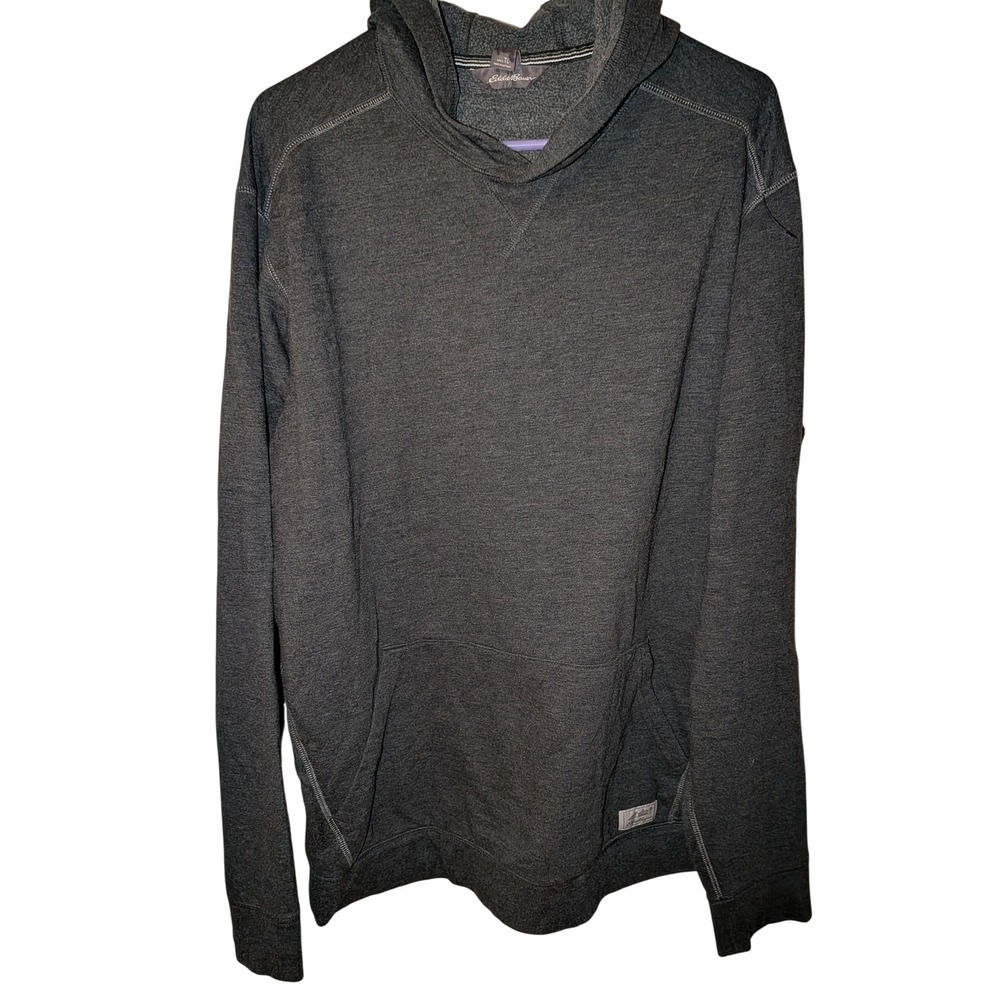 Eddie Bauer Mens Tall Fleece Hoodie Charcoal Gray Heathered Pullover‎ TL
